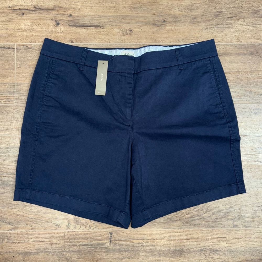 J. Crew NEW Women's Navy Blue Chino Shorts Size 14 Preppy 7" MSRP $49.50